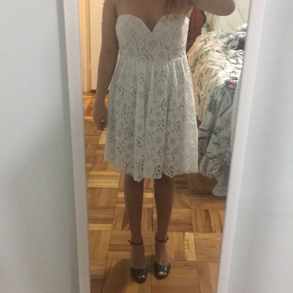 NWOT! White strapless lace dress!